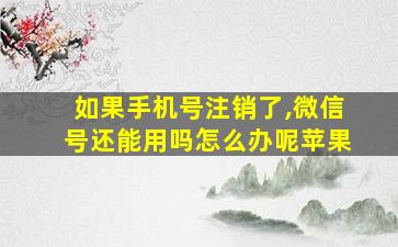 如果手机号注销了,微信号还能用吗怎么办呢苹果