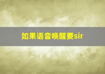 如果语音唤醒要sir