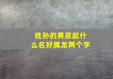 姓孙的男孩起什么名好属龙两个字