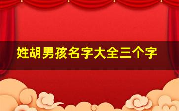 姓胡男孩名字大全三个字