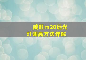 威旺m20远光灯调高方法详解