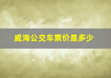 威海公交车票价是多少