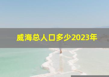 威海总人口多少2023年