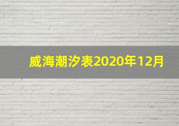 威海潮汐表2020年12月