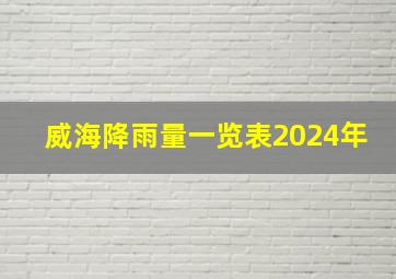 威海降雨量一览表2024年