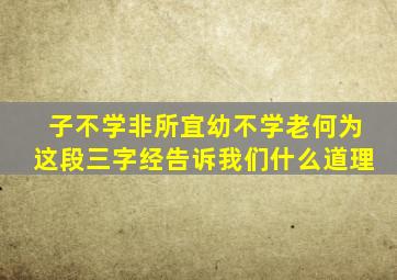 子不学非所宜幼不学老何为这段三字经告诉我们什么道理