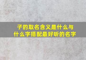 子的取名含义是什么与什么字搭配最好听的名字