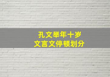 孔文举年十岁文言文停顿划分