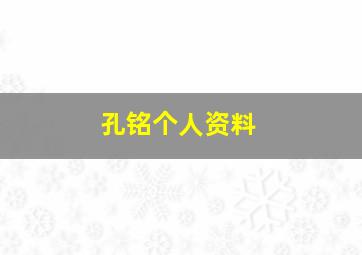 孔铭个人资料