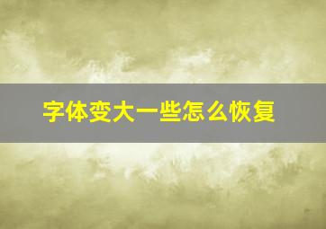 字体变大一些怎么恢复