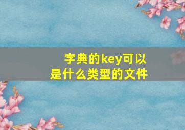 字典的key可以是什么类型的文件