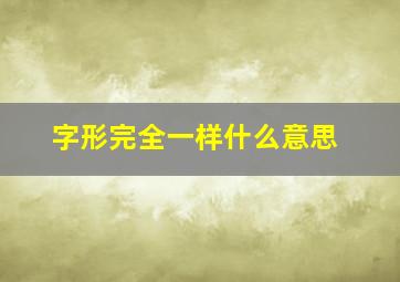 字形完全一样什么意思