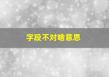 字段不对啥意思