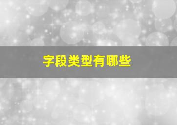 字段类型有哪些