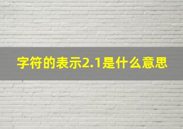 字符的表示2.1是什么意思