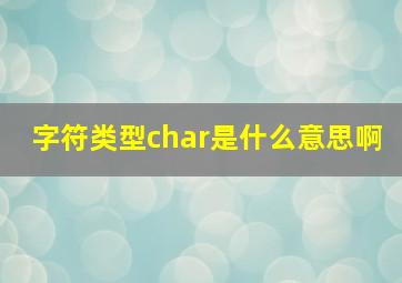 字符类型char是什么意思啊