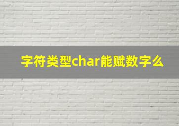 字符类型char能赋数字么