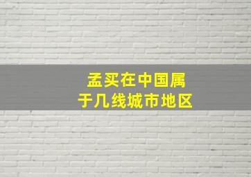 孟买在中国属于几线城市地区