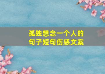 孤独想念一个人的句子短句伤感文案