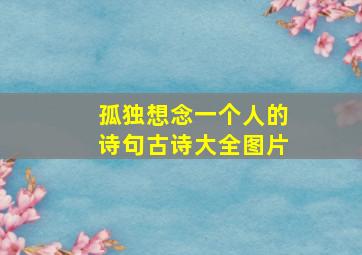 孤独想念一个人的诗句古诗大全图片