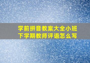 学前拼音教案大全小班下学期教师评语怎么写