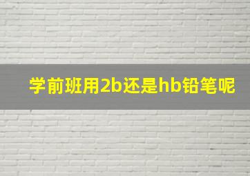 学前班用2b还是hb铅笔呢