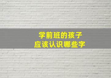 学前班的孩子应该认识哪些字