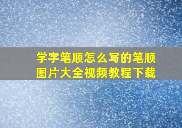 学字笔顺怎么写的笔顺图片大全视频教程下载