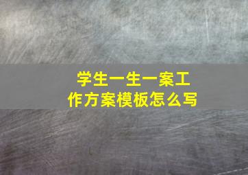 学生一生一案工作方案模板怎么写