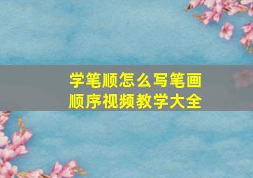 学笔顺怎么写笔画顺序视频教学大全