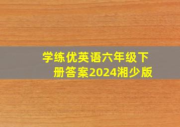 学练优英语六年级下册答案2024湘少版