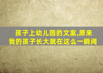 孩子上幼儿园的文案,原来我的孩子长大就在这么一瞬间