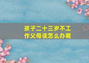 孩子二十三岁不工作父母该怎么办呢