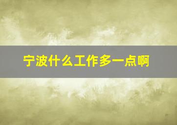 宁波什么工作多一点啊