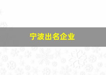 宁波出名企业