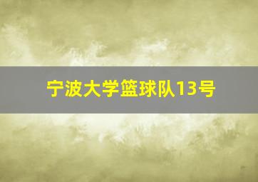 宁波大学篮球队13号