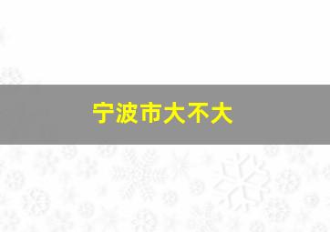 宁波市大不大