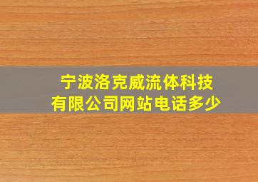 宁波洛克威流体科技有限公司网站电话多少