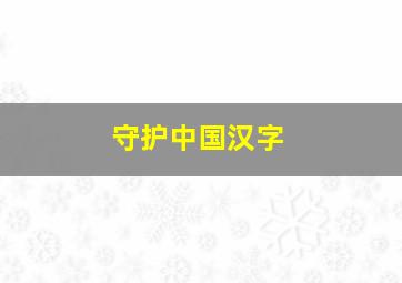 守护中国汉字