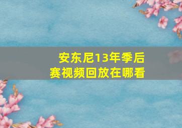 安东尼13年季后赛视频回放在哪看