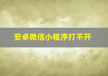 安卓微信小程序打不开