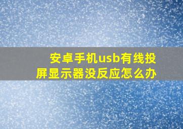 安卓手机usb有线投屏显示器没反应怎么办