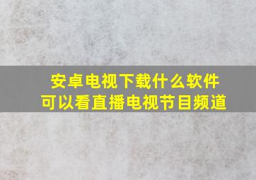 安卓电视下载什么软件可以看直播电视节目频道