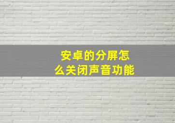 安卓的分屏怎么关闭声音功能