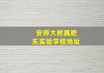 安师大附属肥东实验学校地址