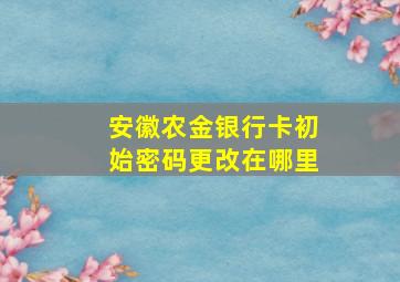 安徽农金银行卡初始密码更改在哪里