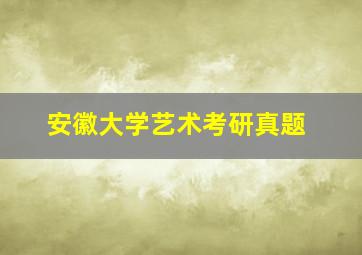 安徽大学艺术考研真题