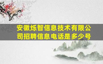 安徽烁智信息技术有限公司招聘信息电话是多少号