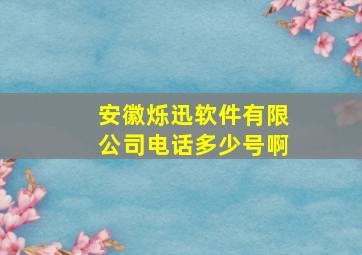 安徽烁迅软件有限公司电话多少号啊