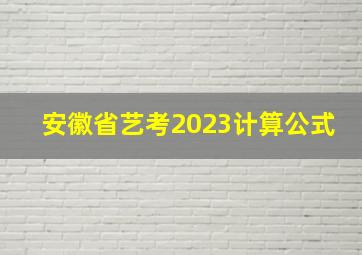 安徽省艺考2023计算公式